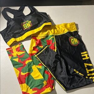 Colorful Leggings M and Sports Bra L Set with GN Logo Get Nutz Hawaii